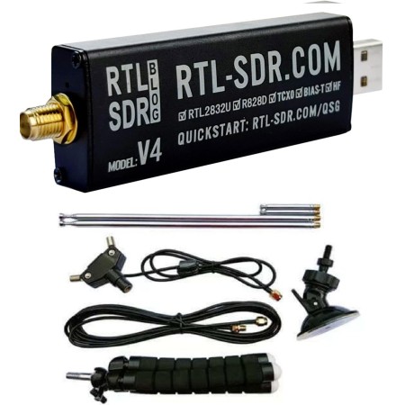 RTL-SDR Blog V4 + Antenna kit, Ricevitore SDR 0.5-1700 MHz senza direct sampling (con UP-converter)