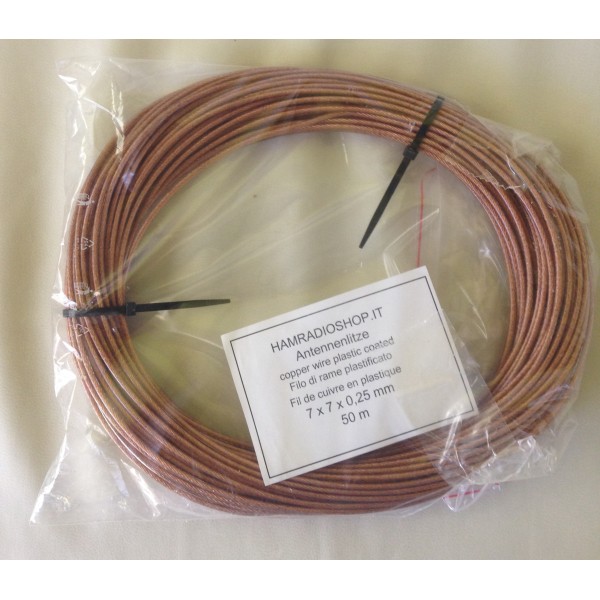Plasticized copper braided cable Ø 2.5 for wire antennas and dipoles - 50m reel