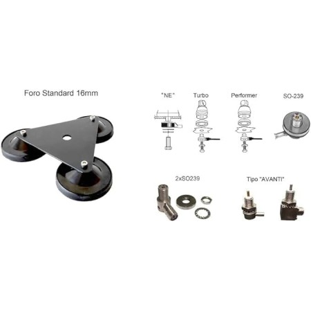 UM-310 Dreifach-Magnetfuß mit 16-mm-Loch, Magnete d. 95mm UM-310 Dreifach-Magnetfuß mit 16-mm-Loch, Magnete d. 95mm