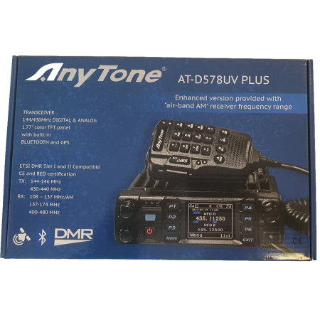 ANYTONE AT-D578UV II PLUS RTX Mobile VHF/UHF Aalogico/DMR + AIRBAND bluetooth ANYTONE AT-D578UV II PLUS RTX Mobile VHF/UHF Aalogico/DMR + AIRBAND bluetooth