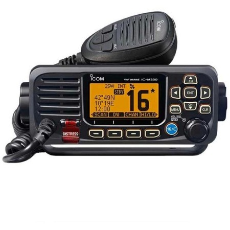 IC-M330GE Ricetrasmettitore fisso nautico VHF/FM nero DSC in classe D/GPS con 25W di potenza RF, grado di protezione IPX7 IC-M330GE Ricetrasmettitore fisso nautico VHF/FM nero DSC in classe D/GPS con 25W di potenza RF, grado di protezione IPX7