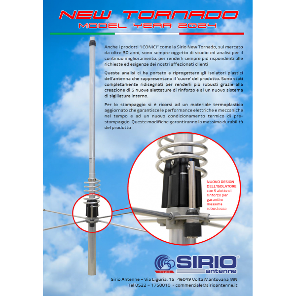 Sirio - NEW TORNADO 27 5/8 Antenna verticale C.B. da base 723 cm