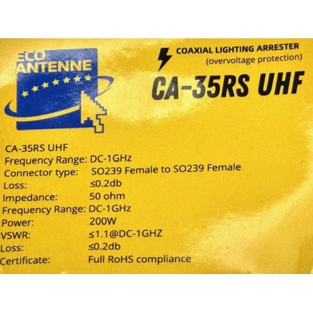 ECO ANTENNA CA-35RS UHF pour protection contre la foudre, conn. SO239-SO239