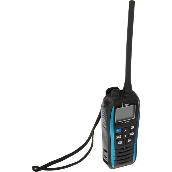 Icom IC-M25 Blue VHF/FM Marine Handheld Transceiver with 5W RF Power, Floating and Flashing, IPX7