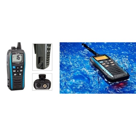 Icom IC-M25 Blue VHF/FM Marine Handheld Transceiver with 5W RF Power, Floating and Flashing, IPX7