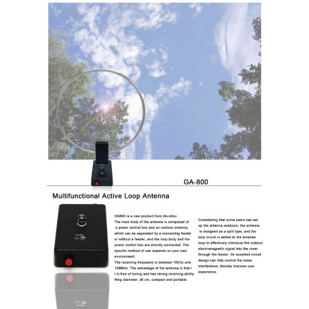 GA-800 Antenna Loop attiva RX, 10kHz - 159MHz GA-800 Antenna Loop attiva RX, 10kHz - 159MHz