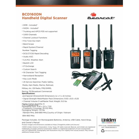 UNIDEN UBCD-160DN EMPFÄNGER Scanner AM,FM, dPMR, DMR und NXDN UNIDEN UBCD-160DN EMPFÄNGER Scanner AM,FM, dPMR, DMR und NXDN