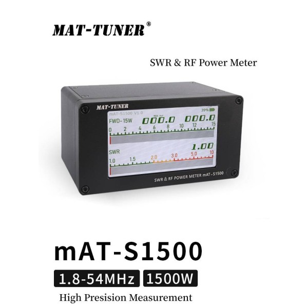 mAT-S1500 mAT-Tuner SWR-Meter Digitales Wattmeter 1,8-54 MHz 1500 W 4,3 Zoll LCD