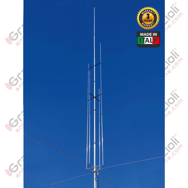 Grazioli MV6 - Antenna Verticale Multibanda 1/4 ? Ground Plane HF 20, 17, 15, 12, 10m + VHF 6m