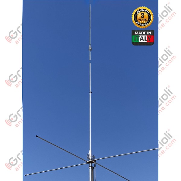 Antenne verticale Grazioli FE62V VHF 50 à 54 MHz, 2×5/8 ondes, 2 kW, 8,12 m