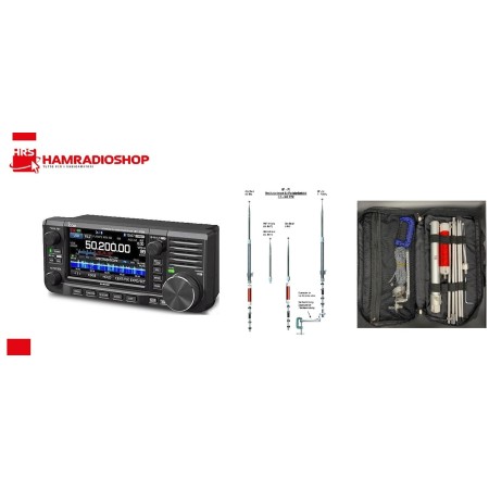 Icom IC-705 + HF-P1 FULL KIT - Ricetrasmettitore QRP 0/30-50/144/430 MHZ 10W + antenna multibanda portatile Icom IC-705 + HF-P1 FULL KIT - Ricetrasmettitore QRP 0/30-50/144/430 MHZ 10W + antenna multibanda portatile