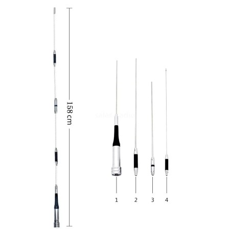 Diamond SG-7900 Antenna veicolare 144-430 MHz 158 cm alto guadagno, abbattibile