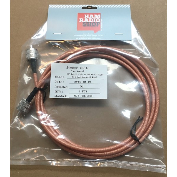 Cable headed with 2 male PLs, 2 meters RG-142 Teflon