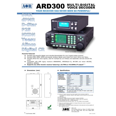 AOR ARD-300 Decodificatore demodulatore di segnali vocali digitali DMR dPMR NXDN e modalità digitali amatoriali di Icom Alinco AOR ARD-300 Decodificatore demodulatore di segnali vocali digitali DMR dPMR NXDN e modalità digitali amatoriali di Icom Alinco
