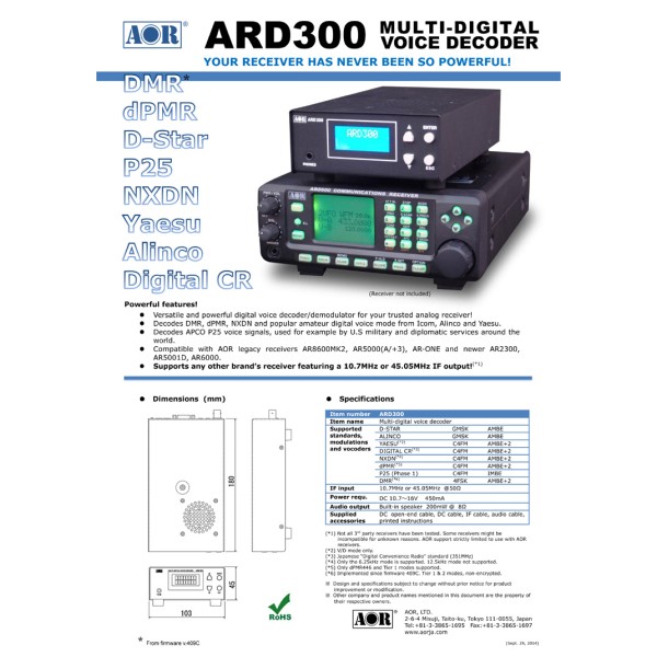 AOR ARD-300 Decodificatore demodulatore di segnali vocali digitali DMR dPMR NXDN e modalitÃ  digitali amatoriali di Icom Alinco 