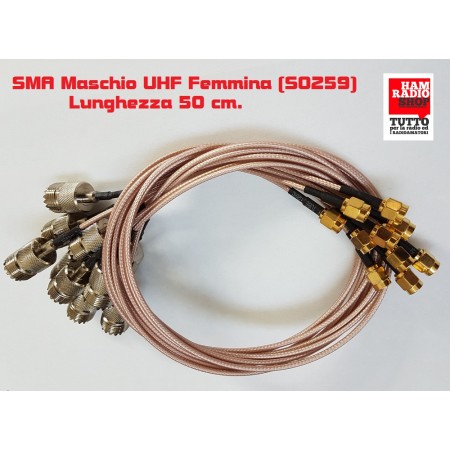 Câble adaptateur de longueur SMA mâle à femelle UHF SO239. 50 cm de téflon RG-316