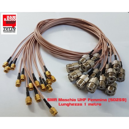 Adapterkabel von SMA-Stecker auf Buchse UHF SO239 20 cm lang. RG-316 Teflon