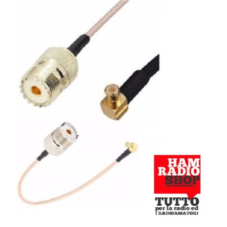 Câble adaptateur MCX mâle vers UHF SO239 femelle, longueur 20 cm. Téflon RG-316