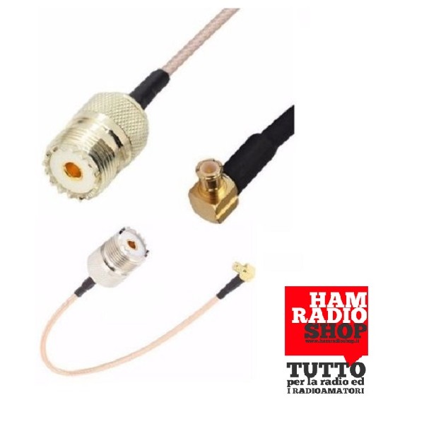 Câble adaptateur MCX mâle vers UHF SO239 femelle, longueur 20 cm. Téflon RG-316