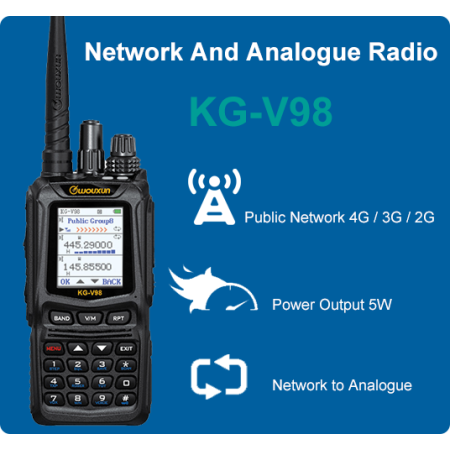 KG-V98 LTE – Easyptt TRI-BAND VHF/UHF analoger Transceiver + 4 G LTE
