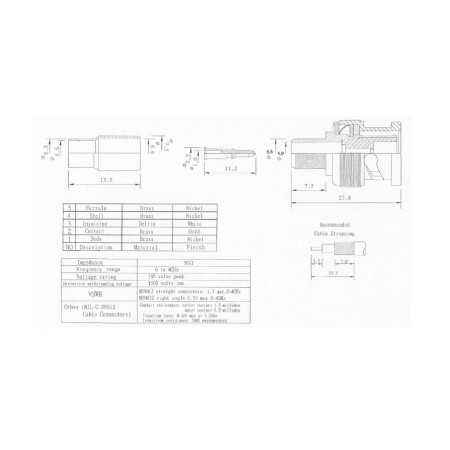 Connettore BNC maschio a crimpare X cavi 5,4 mm Connettore BNC maschio a crimpare X cavi 5,4 mm
