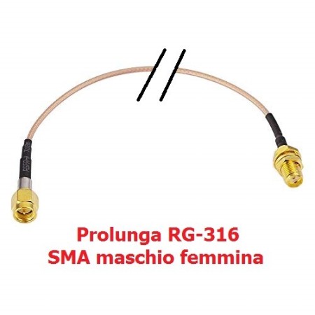 Verlängerungskabel von SMA-Stecker auf SMA-Buchse. 1 m. RG-316 Teflon