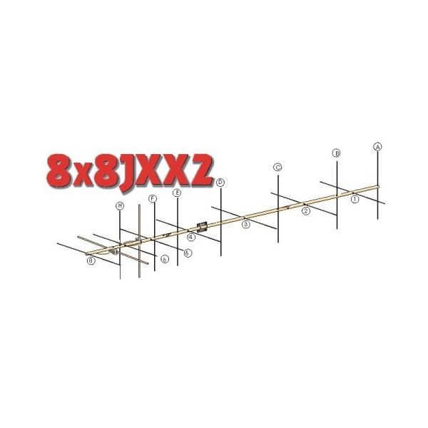 Antenne 8x8JXX2 8+8 éléments x 144 MHz croisé yagi