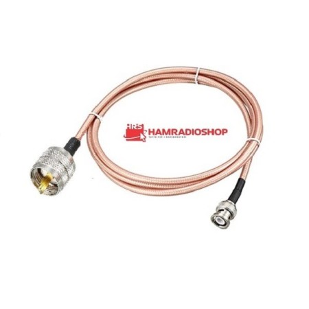 Cavetto intestato BNC maschio - UHF PL-259, 1 metro RG-142 teflon Cavetto intestato BNC maschio - UHF PL-259, 1 metro RG-142 teflon