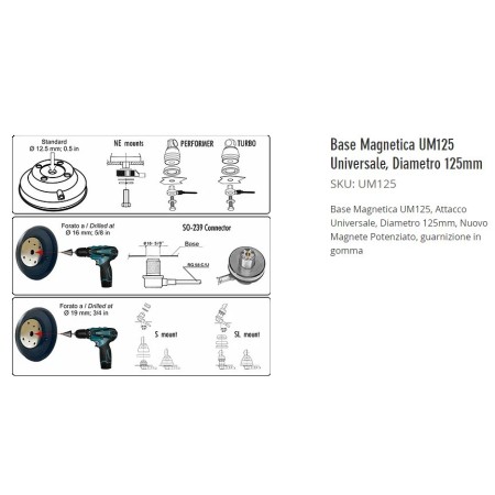 BM-UNI110 Base magnétique Proxel diamètre 11 cm., diamètre du trou 16 mm. pour la fixation