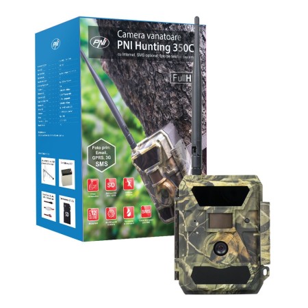 Fotocamera da caccia PNI Hunting 350C 12MP con Internet 3G, SMS, invio foto in movimento al telefono, e-mail, FTP Fotocamera da caccia PNI Hunting 350C 12MP con Internet 3G, SMS, invio foto in movimento al telefono, e-mail, FTP