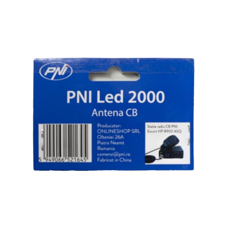 Antenna CB PNI LED 2000, 90 cm, con base magnetica 145mm, 26-28 MHz, 500 Watt, si illumina durante la trasmissione Antenna CB PNI LED 2000, 90 cm, con base magnetica 145mm, 26-28 MHz, 500 Watt, si illumina durante la trasmissione