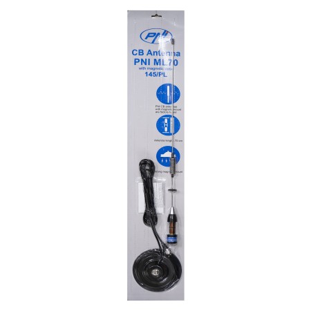 Antenna CB PNI ML70, lunghezza 70 cm, 26-30 MHz, 200 W, magnete 145 mm incluso Antenna CB PNI ML70, lunghezza 70 cm, 26-30 MHz, 200 W, magnete 145 mm incluso