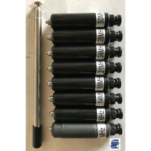 ANTENNES ECO / HA-HF 1000 ANTENNE TÉLESCOPIQUE QRP + avec 8 bobines interchangeables HF/50/144