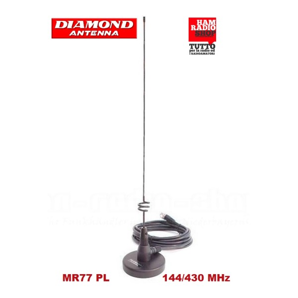 DIAMOND MR-77 Dual band magnetic vehicle antenna 144-430 MHz PL connector
