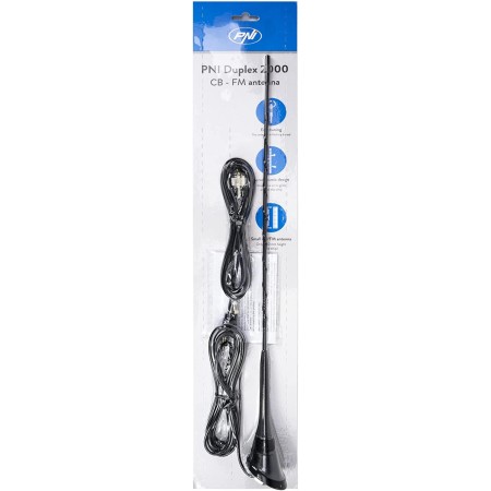 PNI DUPLEX 2000 CB + Antenne FM (26-28 + 87-108 MHz) fibre de verre, 49 cm.