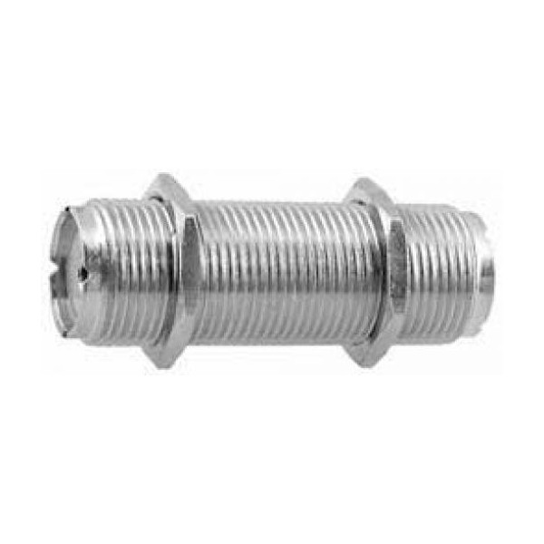 Panel Mount (Barrel) Dual Female UHF Coaxial Adapter