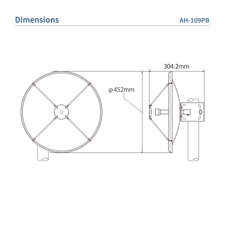 Icom AH-109PB 10–10,5 GHz Parabolantenne, 45 cm Durchmesser, 31 dBi für IC-905 und CX-10G